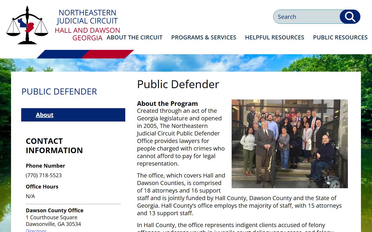 Hall County Clerk of Court related public defender office
