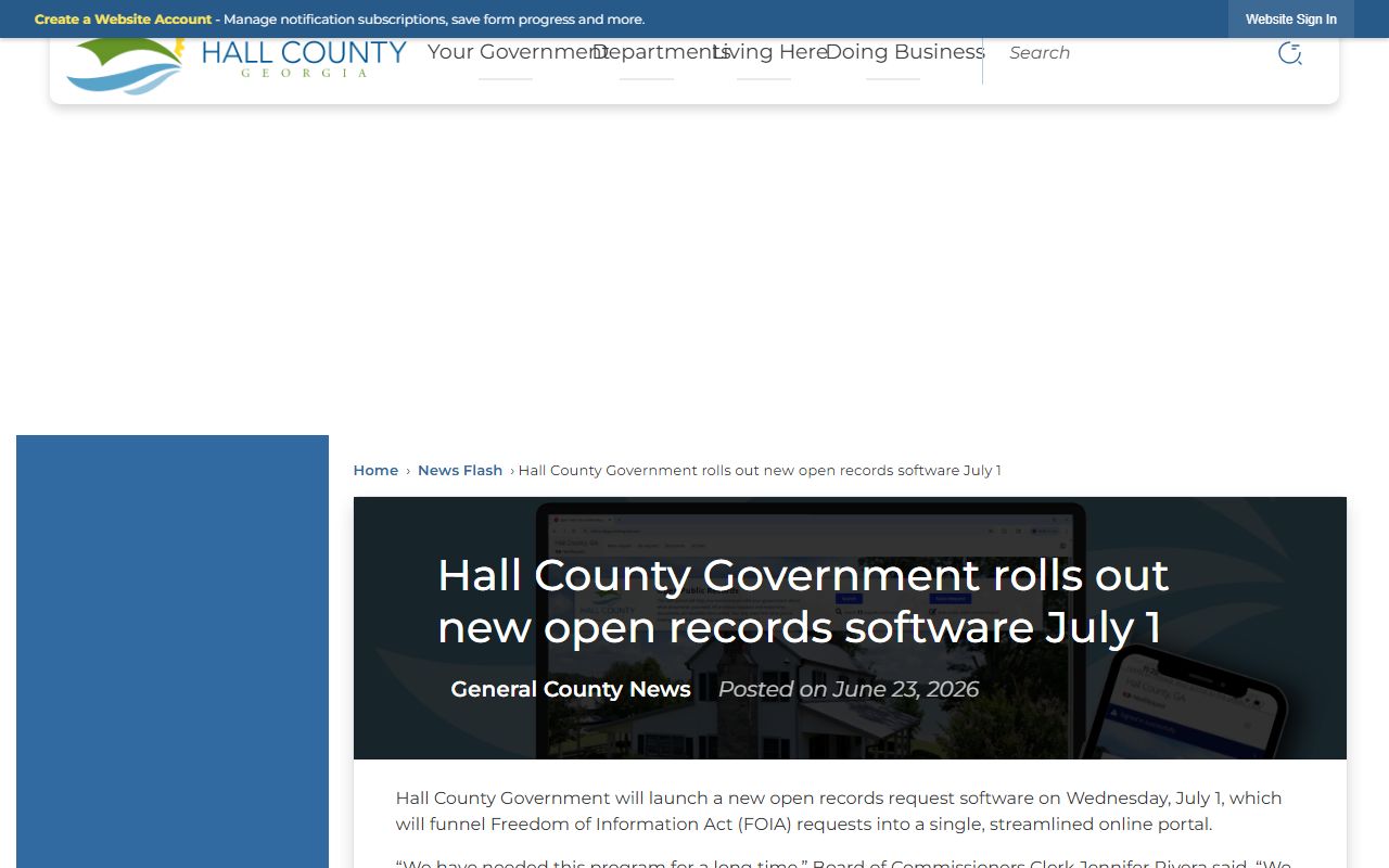 Hall County Clerk of Court NextRequest open records news