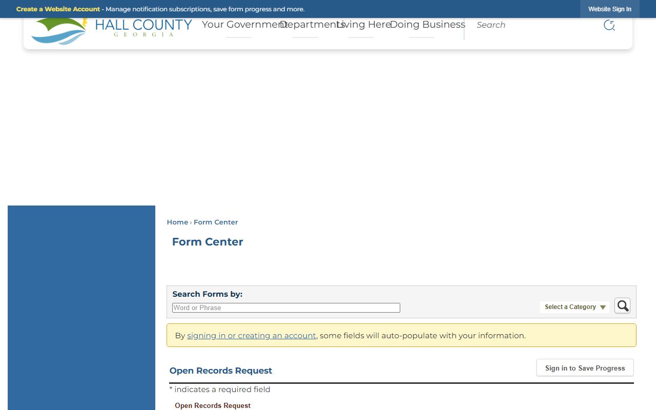 Hall County arrest records request form