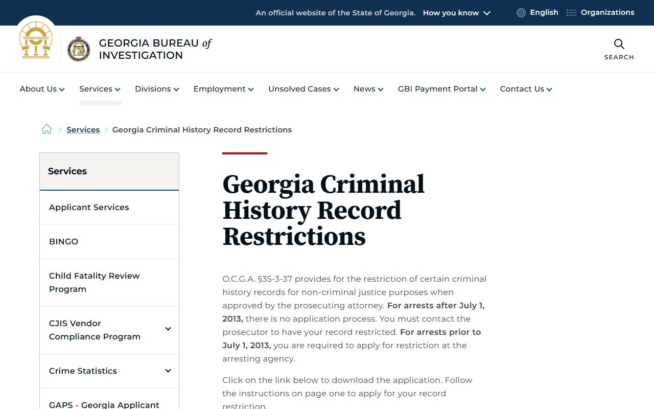 Hall County criminal court records GBI record restrictions