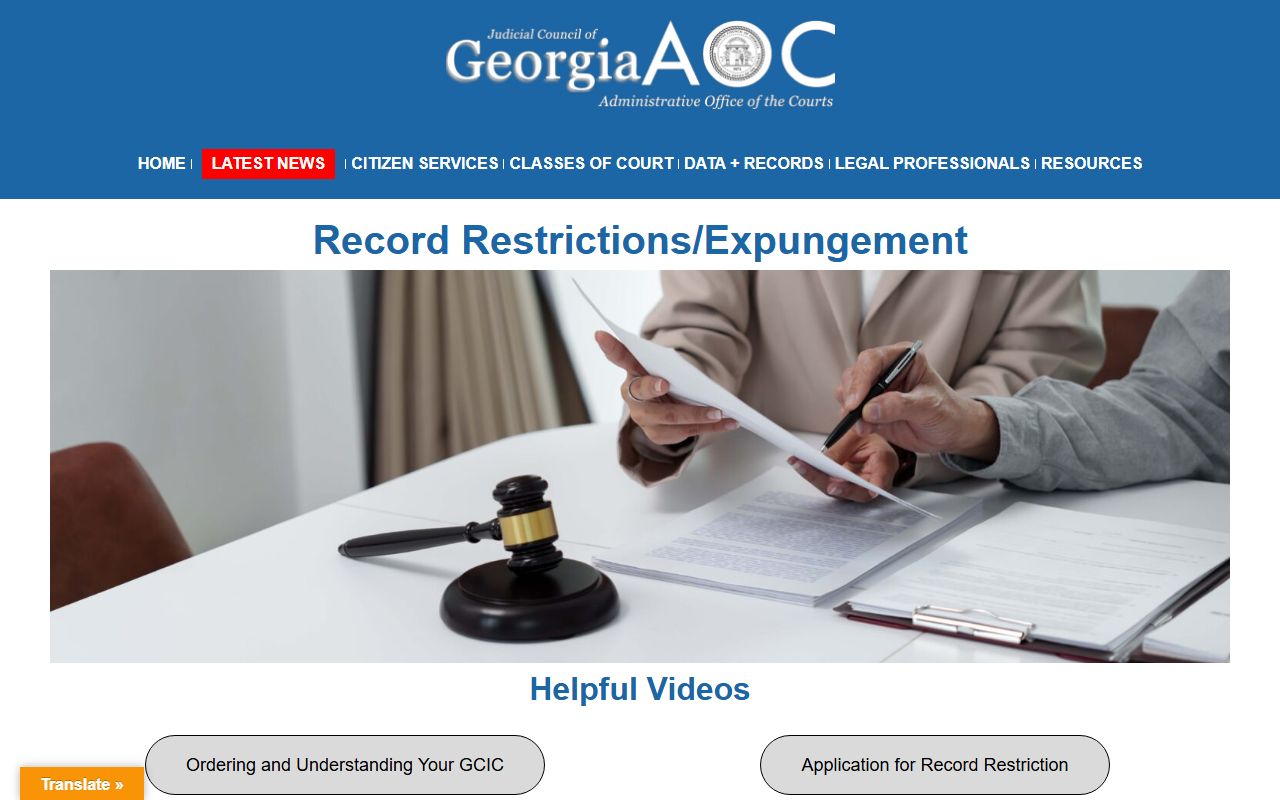 Hall County criminal court records Georgia Courts record restriction self help