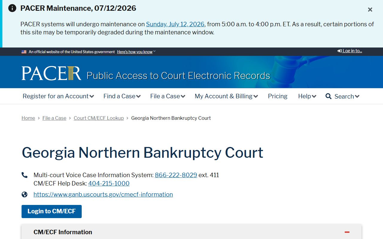 Hall County Superior Court and federal court records PACER lookup
