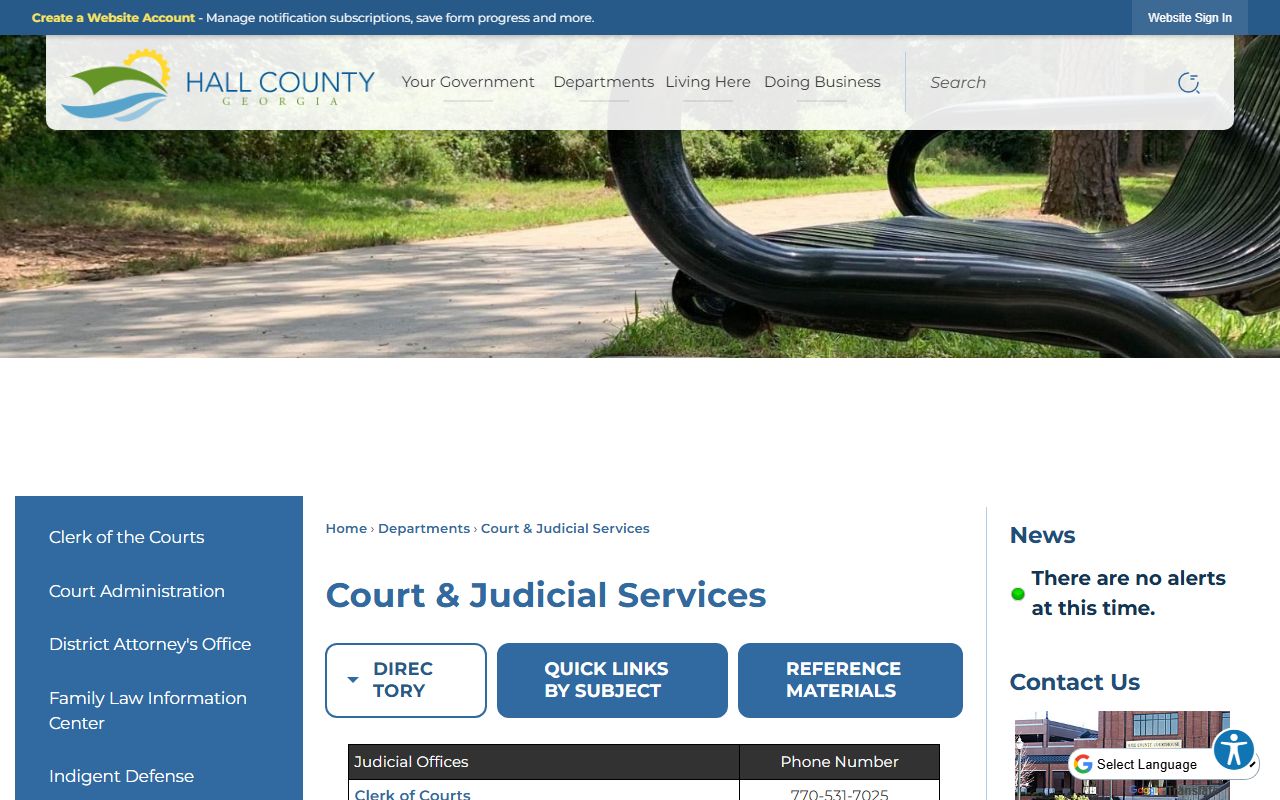 Hall County court records judicial services directory