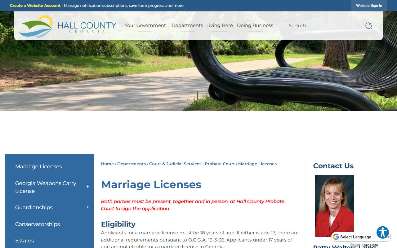 Hall County marriage records license requirements