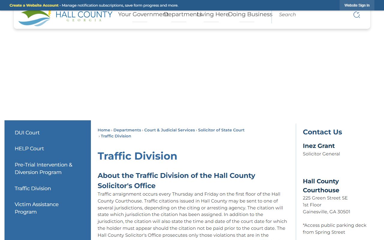 Hall County traffic court records Traffic Division FAQ