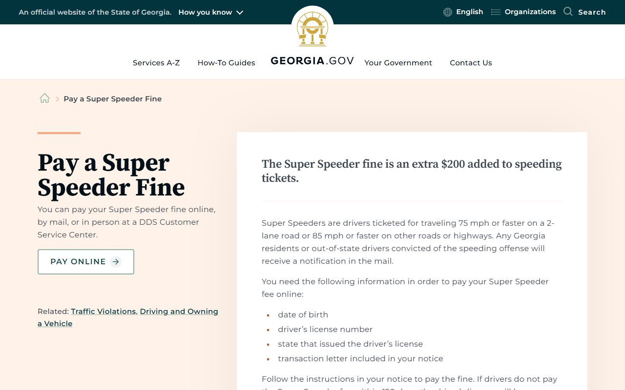 Hall County traffic court records and Georgia Super Speeder fine