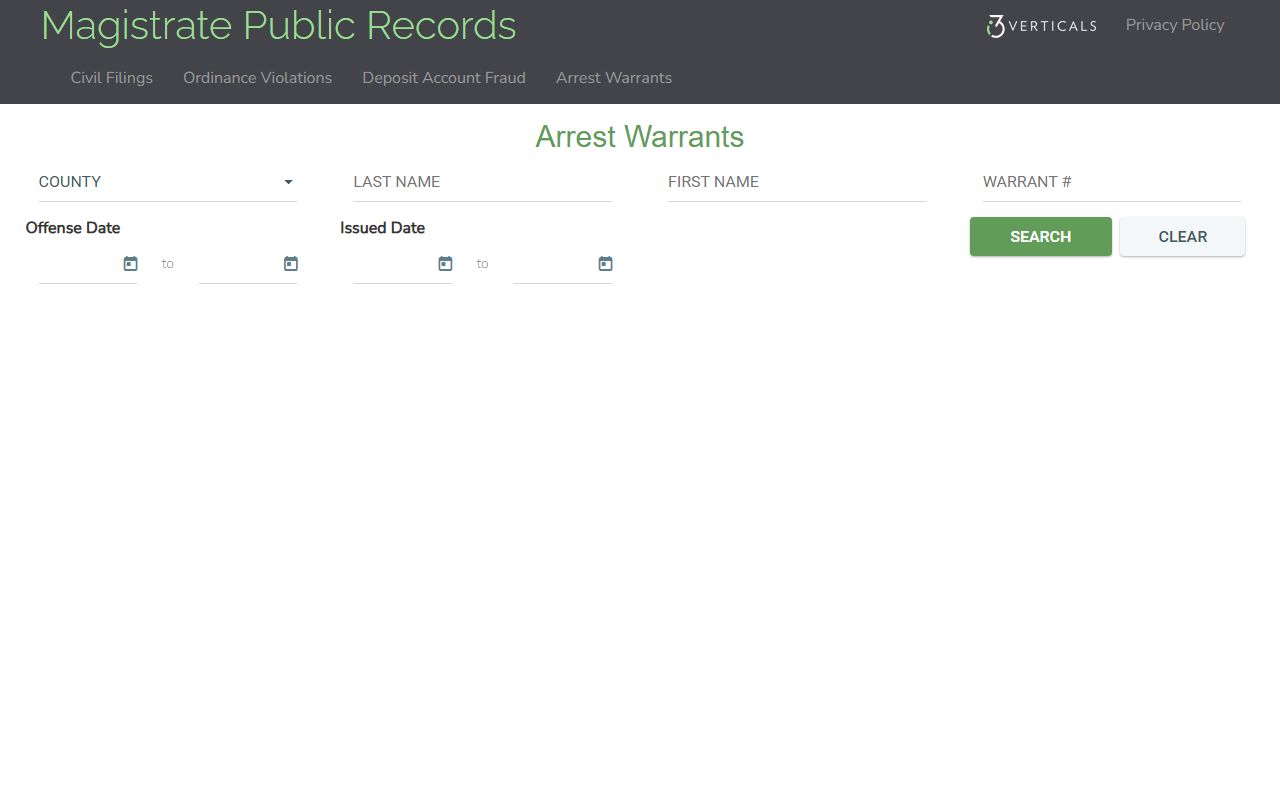 Hall County warrant records Magistrate arrest warrant search