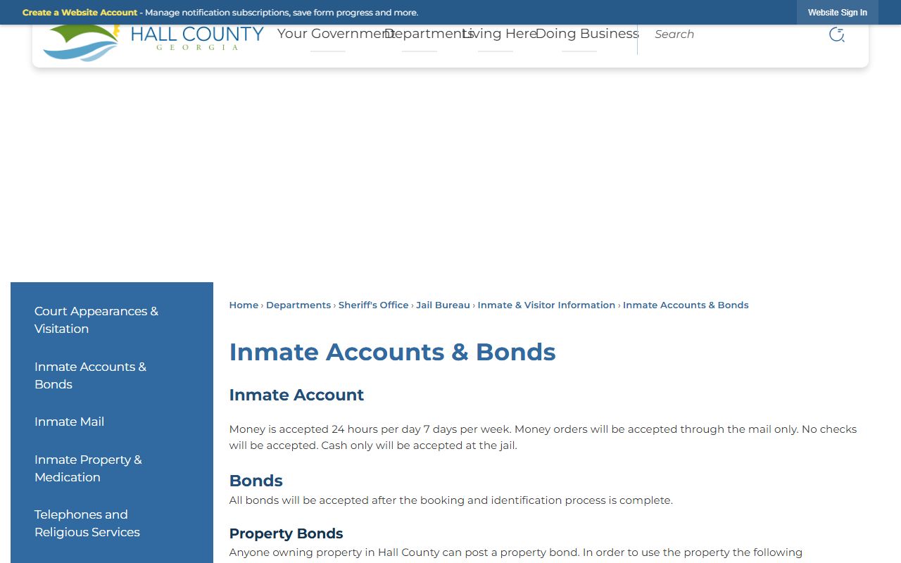 Hall County warrant records and bond process