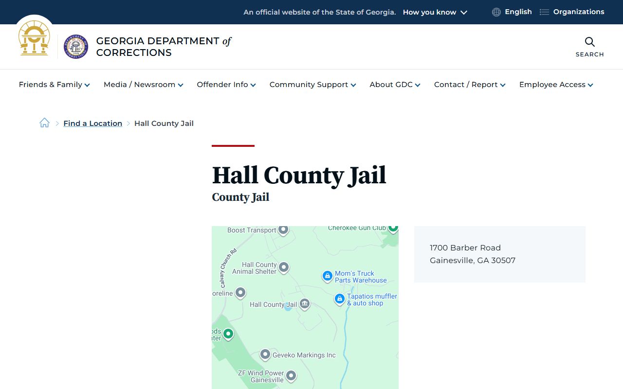 Hall County warrant records jail custody location