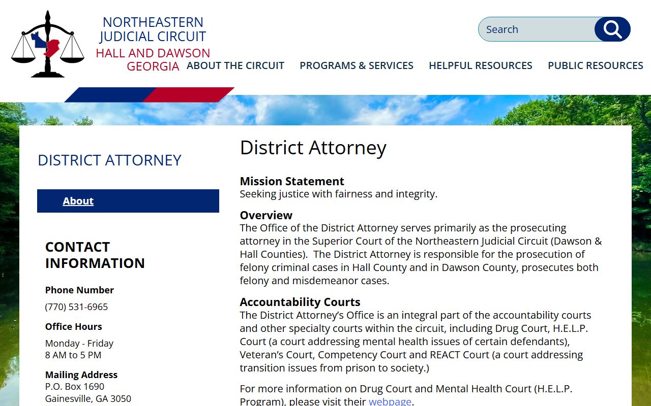 Hall County warrant records District Attorney context